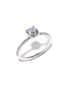 Round Solitaire Engagement Ring with Pave Diamonds