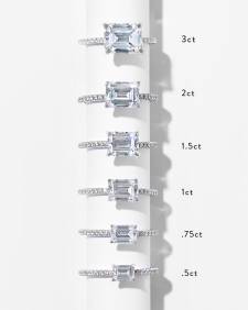 Emerald Solitaire Engagement Ring with Pave Diamonds