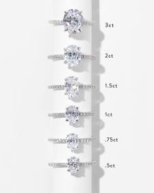 1 ct Oval Solitaire Engagement Ring with Pave Diamonds in 14k White Gold