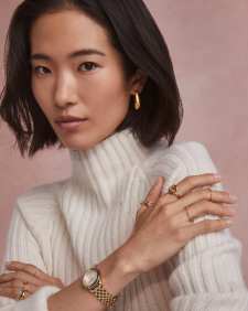 Alex Gold Tone Stainless Steel 28mm Watch in Ivory Mother-of-Pearl