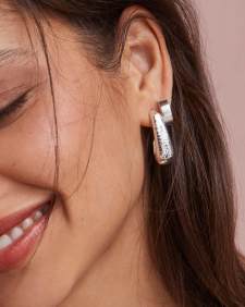 Ellen Sterling Silver Metal Hoop Earrings