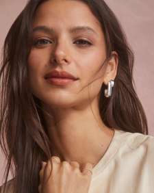 Ellen Sterling Silver Metal Hoop Earrings