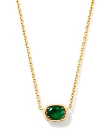 Marisa 14k Yellow Gold Oval Solitaire Pendant Necklace in Emerald