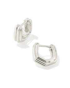 Davie Ridged Huggie Earrings in Sterling Silver