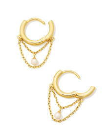 Davina 18k Gold Vermeil Pearl Huggie Earrings in Freshwater Cultured Pearl