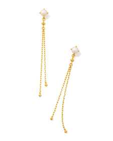 Emmaline 18k Gold Vermeil Chain Stud Earrings in Freshwater Cultured Pearl