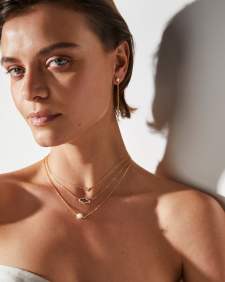 Emmaline 18k Gold Vermeil Chain Stud Earrings in Freshwater Cultured Pearl