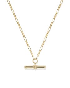 Bree Gold Metal T Bar Short Pendant Necklace