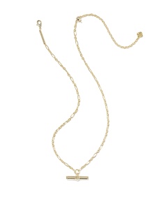 Bree Gold Metal T Bar Short Pendant Necklace