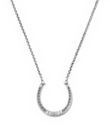 Metal Horseshoe Oxidized Sterling Silver Short Pendant Necklace