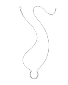 Metal Horseshoe Oxidized Sterling Silver Short Pendant Necklace