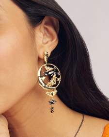 Spooky Night Mixed Metal Statement Earrings