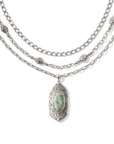 Keziah Vintage Silver Multi Strand Necklace in Sea Green Chrysocolla