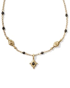Shera Vintage Gold Short Pendant Necklace in Golden Obsidian
