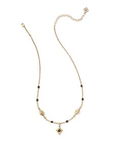 Shera Vintage Gold Short Pendant Necklace in Golden Obsidian
