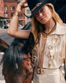 Shera Vintage Gold Beaded Charm Necklace in Golden Obsidian