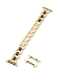 Nora Gold Tone Stainless Steel Leather Wrapped Watch Band