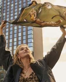 Jaguar Square Scarf in Olive