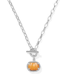 Pumpkin Silver Link and Chain Necklace