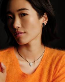 Skeleton Gunmetal Short Pendant Necklace