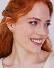 Tegan 14k Yellow Gold Stud Earrings in White Diamond