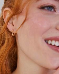 Tyler 14k Yellow Gold Huggie Earrings in White Diamond