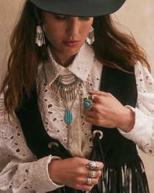 Ember Silver Bolo Necklace in Variegated Turquoise Magnesite