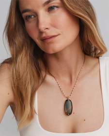 Danielle Riveted Gold Long Pendant Necklace