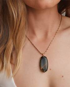 Danielle Riveted Gold Long Pendant Necklace