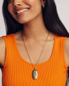 Danielle Riveted Gold Long Pendant Necklace