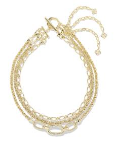 Sandy Gold Multi Strand Chain Necklace
