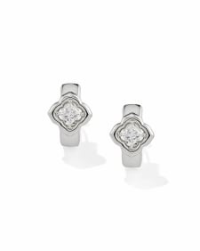 Mallory Crystal Silver Huggie Earrings