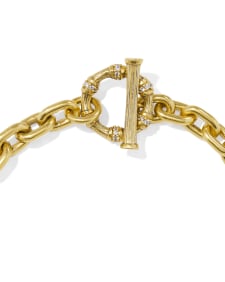 Maura Vintage Gold Chain Necklace in White CZ