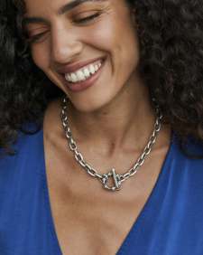 Maura Vintage Silver Chain Necklace in White CZ