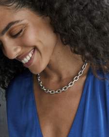 Maura Vintage Silver Chain Necklace in White CZ