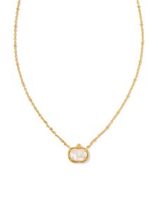 Pumpkin Gold Short Pendant Necklace in Ivory Mother-of-Pearl