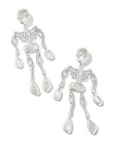 Skeleton Convertible Silver Statement Earrings in Ivory Mother-of-Pearl