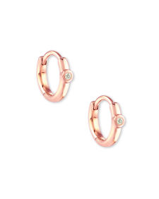 Audrey 14k Huggie Earrings in White Diamond