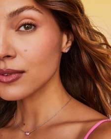 Grayson Silver Crystal Stud Earrings in Pink Ombre