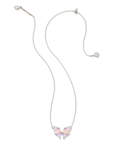 Blair Silver Butterfly Pendant Necklace in Pink Mix