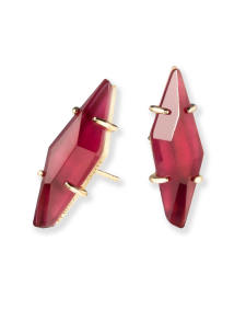 Belinda Stud Earrings in Iridescent White Banded Agate