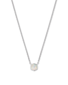 Davie Sterling Silver Pendant Necklace in White Opal