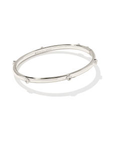 Joelle Silver Bangle Bracelet in White CZ