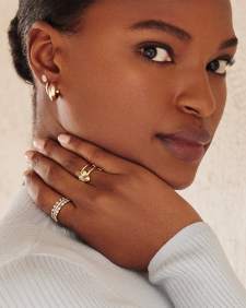 Abbie Metal Double Band Ring in Gold