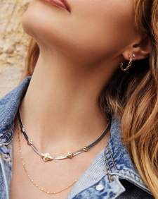 Abbie Herringbone Necklace in Mixed Metal