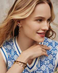 Monica Gold Linear Earrings in Brown Mix