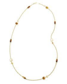 Monica Gold Long Strand Necklace in Brown Mix