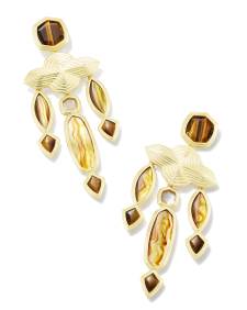 Monica Gold Statement Earrings in Brown Mix