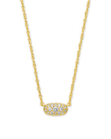 Grayson Gold Pendant Necklace in White Crystal