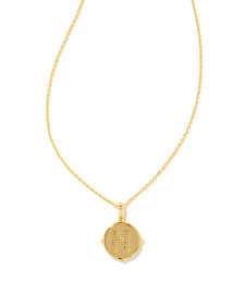 Letter N Gold Disc Reversible Pendant Necklace in Iridescent Abalone